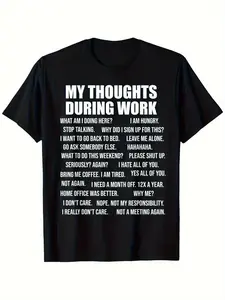 Funny Office Coworker T-Shirt with Workplace Humor - 100% Cotton 220gsm Heavyweight Unisex Work Slogans (My Thoughts During Meetings, Passive-Aggressive Countdown) - Loose Fit Casual Workwear for Men & Women, Colleague Gift