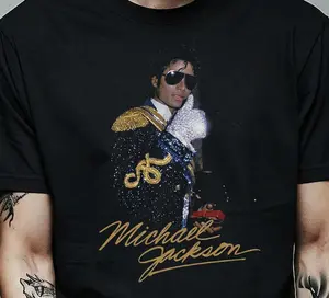[Sale Up To 50%] Retro Michael Jackson King of Pop Graphic Tee, Halftone Pop Legend T-Shirt, , MJ Music T-Shirt for Fans, Gift for Him, Gift for Her