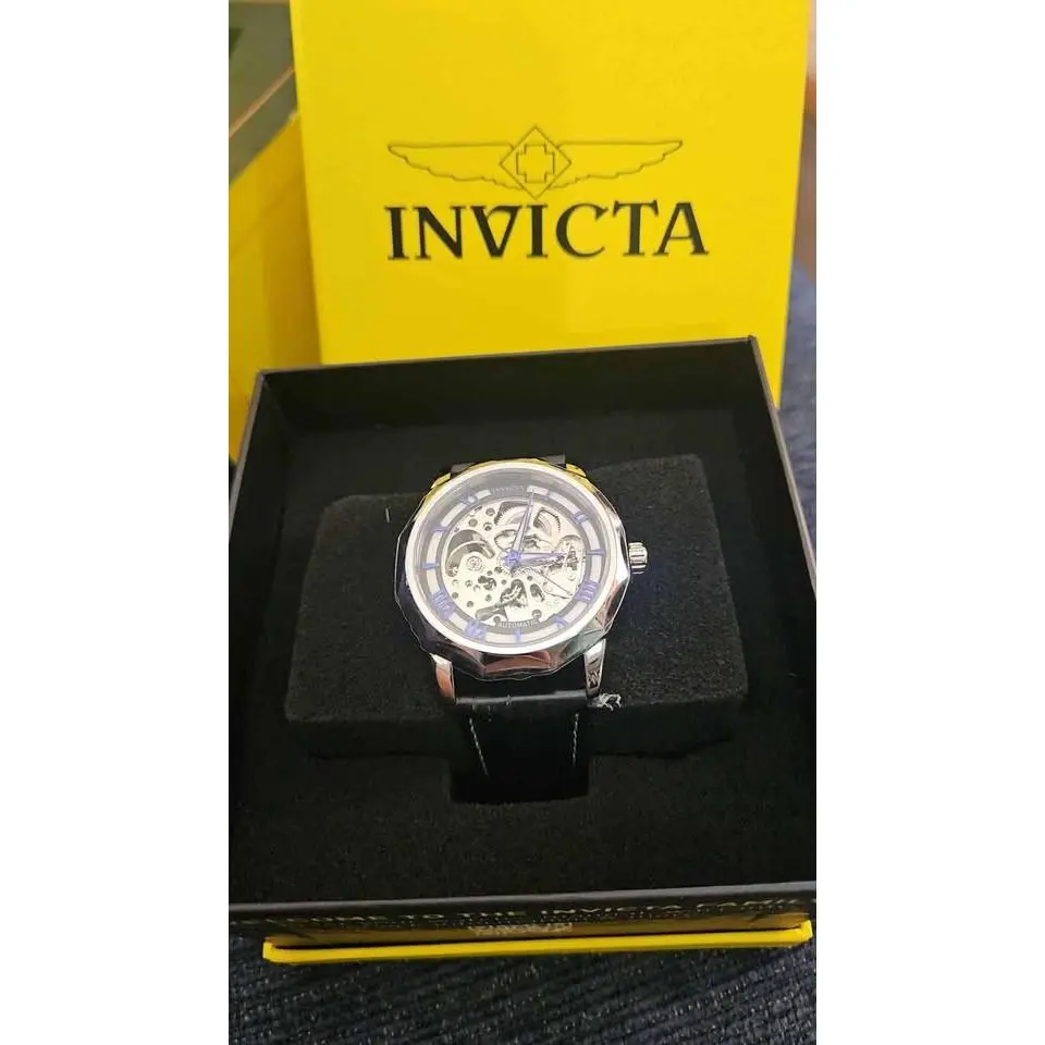 Invicta Skeleton Automatic Watch 069/126 Men’s Leather Band 30M Water Resistant
