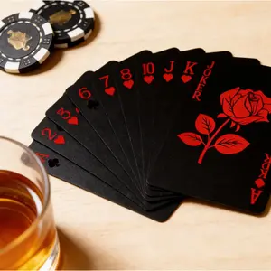 Playing Cards – Waterproof PVC Deck with Unique Pattern & Flower Backing, Poker Cards for Parties, Games, and Magic Tricks