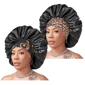 Red by Kiss Silky Stylez Wide Edge Satin Hair Bonnet - XL, HQ Haircare Shower Cap for Home Bathroom Use
