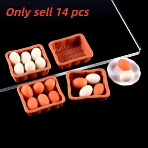 Mini Egg Decor Set, 14 Pieces Including & Eggs, Perfect for DIY Miniature Kitchen Crafts, Play Kitchen Accessories, Home Decoration, Holiday Gifts
