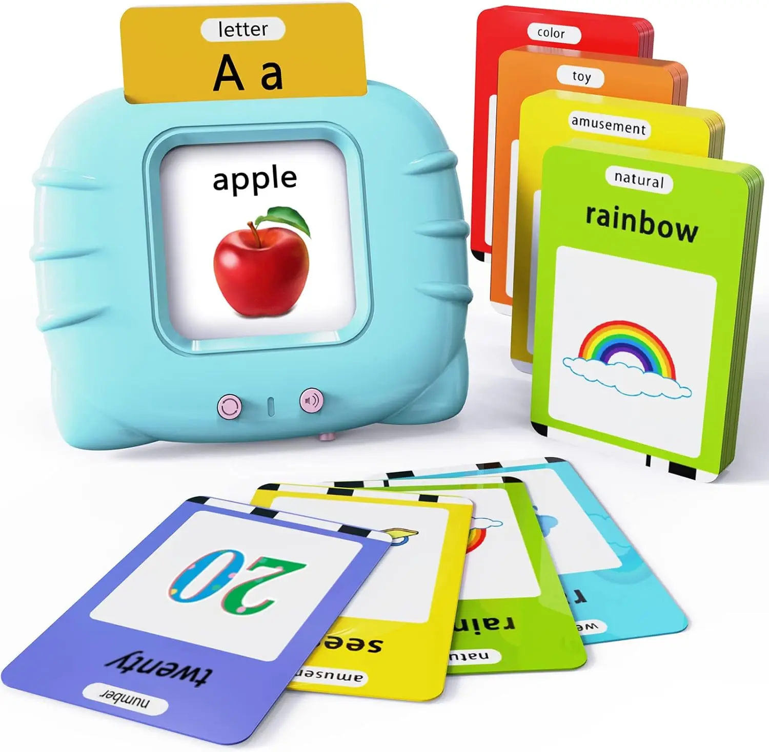 Talking Flash Cards for Toddlers 1-4 Years Montessori Language Learning with 224 Words Pocket Speech Therapy Autism Playthings Children's Sensory Educational Device Pink