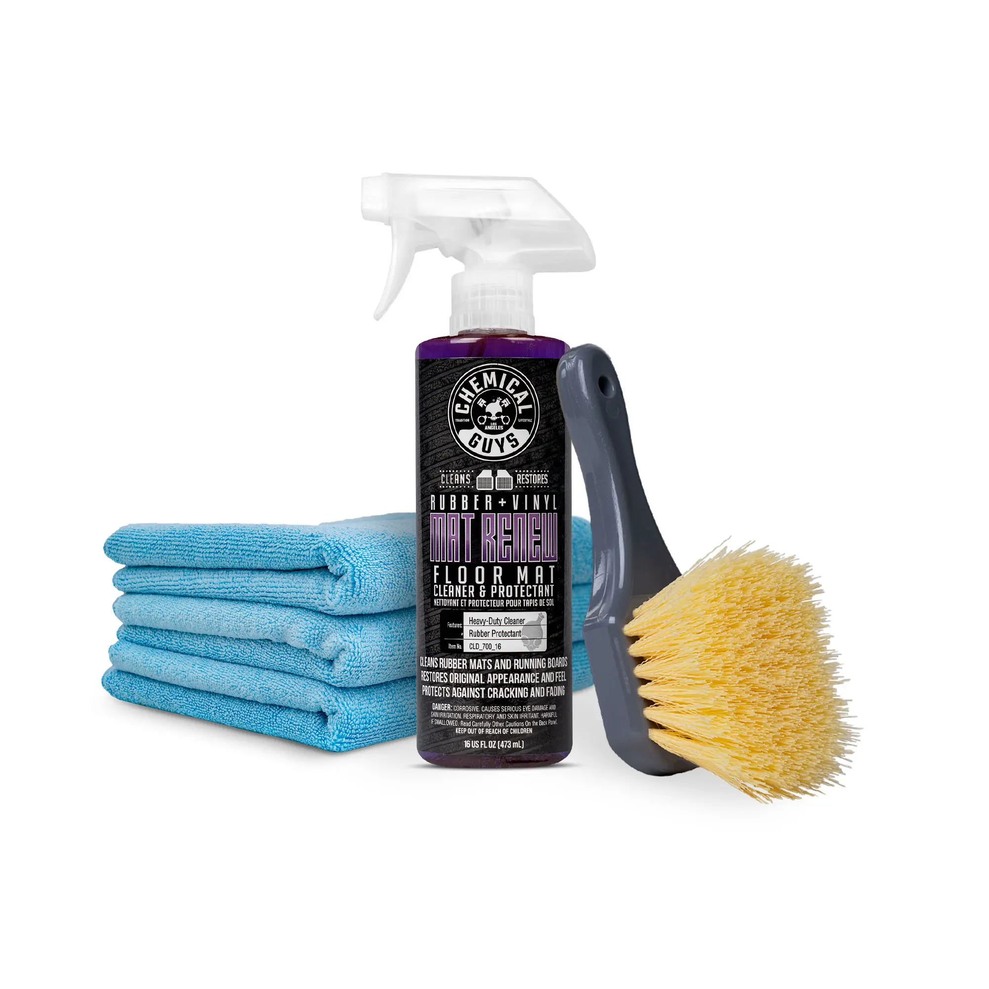 Chemical Guys Floor Mat Refresh Kit - Deep Cleaning & Degreasing Solution, Scrub Brush, Car Interior Floor Care Accessory with Protection, Renewal & Cracking Prevention for Rubber & Vinyl Mats