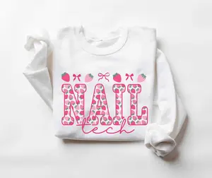 Nail Tech Strawberry Short sleeved T-shirt / Sweatshirt • Nail Artist Work • Nail Technician •  Manicurist • Cosmetology Gifts Crewneck Womenswear Hoodie Medium