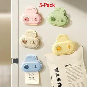5-Pack Magnetic Bag Sealing Clips with Date Dial, Reusable Food Storage Clips for Snacks, Chips, Coffee Bags and Pantry Organization