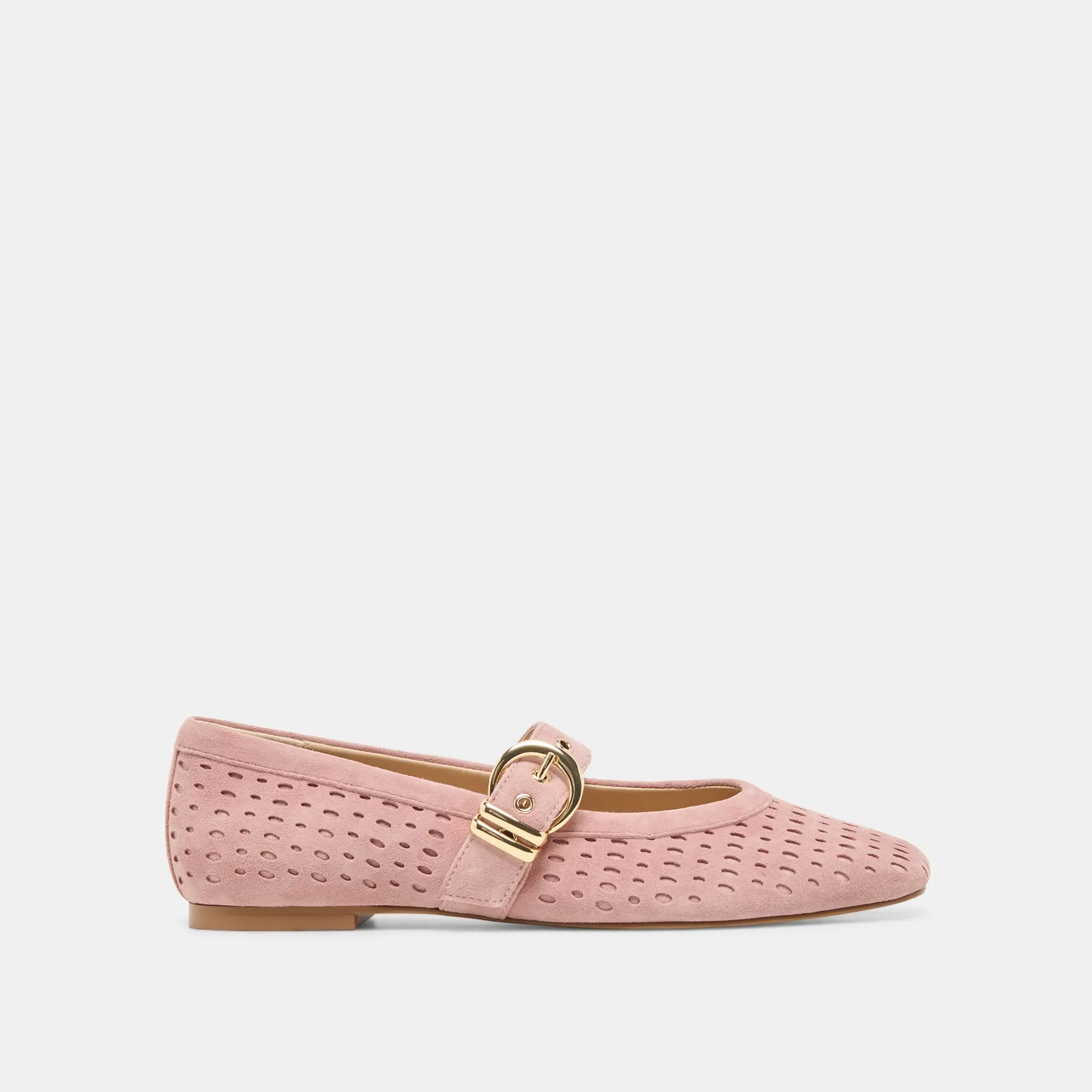 MIKELA BALLET FLATS PINK PERFORATED SUEDE