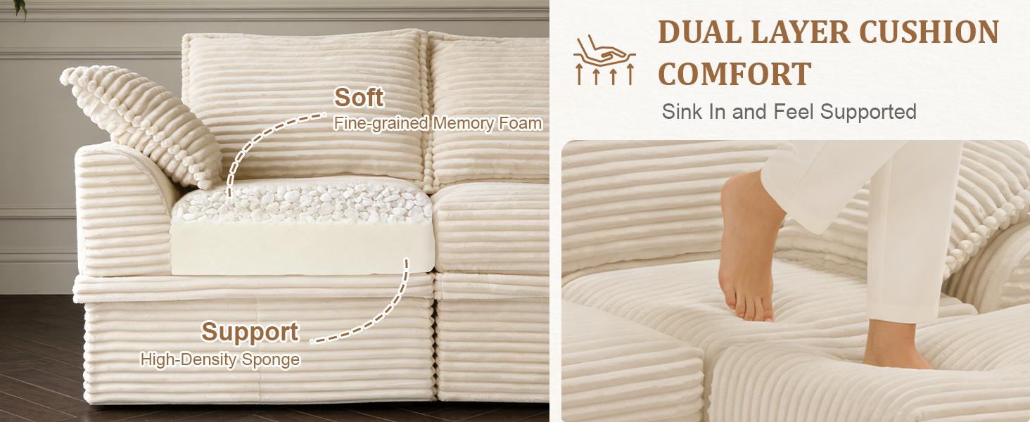 【2 Packages Shipping】NABUMI 71" Small Modular Sectional Sofa with Storage, Extra Deep&High Seat Corduroy Cloud Couch, 2 Seater Loveseat Sofa with Ottomans, Comfy Fluffy, Free Combination, Tool-Free Assembly, Black, Beige, Dark Gray, Green 【2 Packages Shipping】NABUMI 71" Small Modular Sectional Sofa with Storage, Extra Deep&High Seat Corduroy Cloud Couch, 2 Seater Loveseat Sofa with Ottomans, Comfy Fluffy, Free Combination, Tool-Free Assembly, Black, Beige, Dark Gray, Green