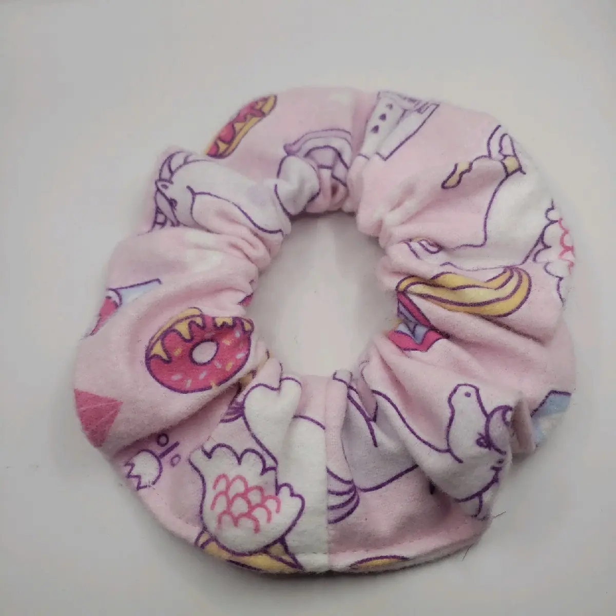 Unicorn flannel with doughnuts scrunches