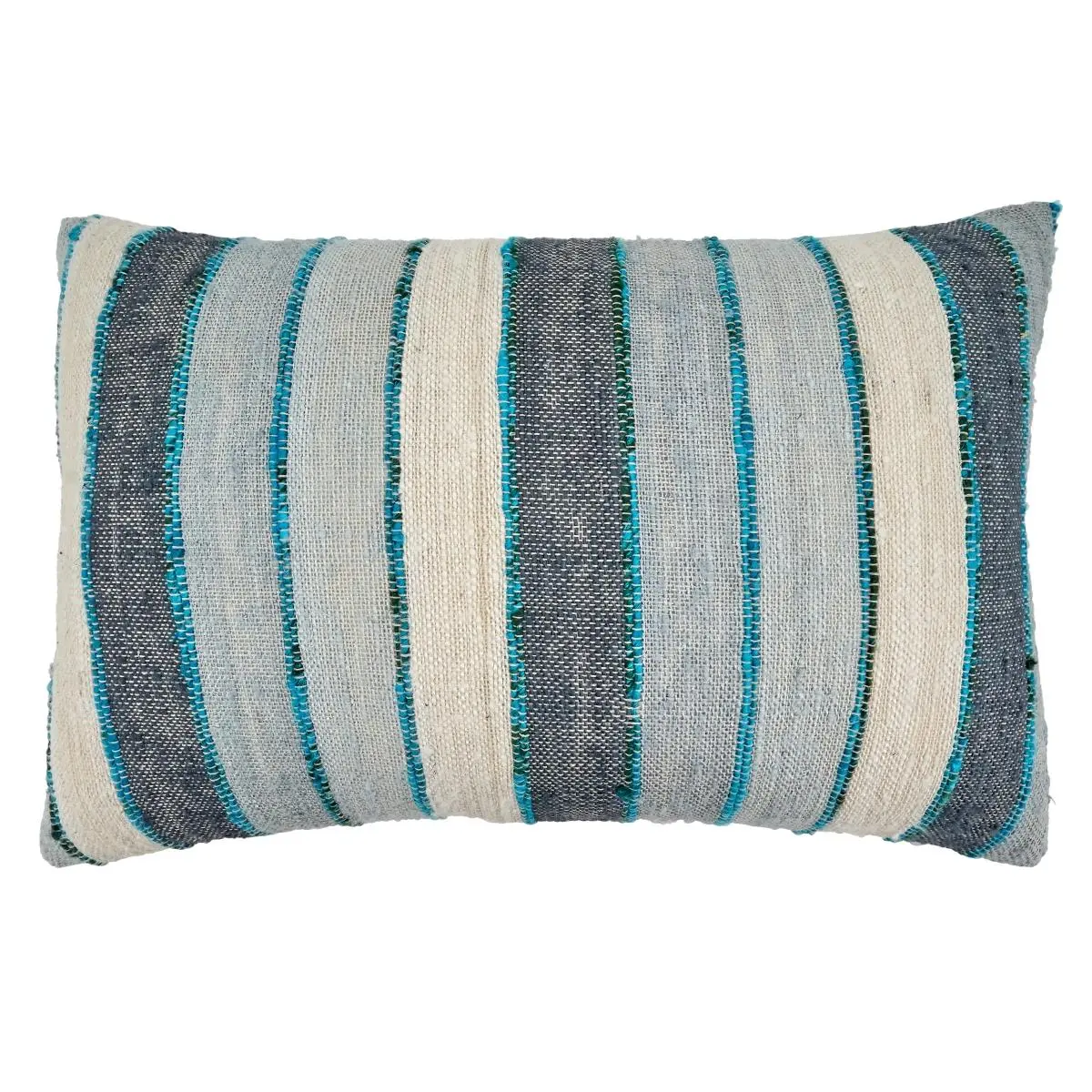 SARO Cotton Striped Oblong Throw Pillow Cover - 16x24 in., Extra Soft, Dry Clean Only, Stripes