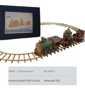 AMIYI Wooden 3D Christmas Train Puzzle Set - Festive Holiday Train with Track, 367 Pieces, DIY Model Kit for Kids & Adults