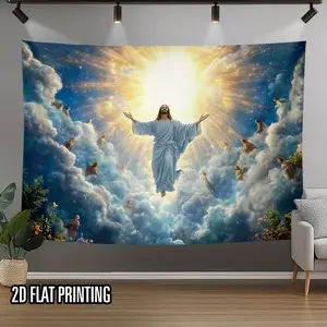 Divine Light Heavenly Scene Backdrop Glow Religious Photography Tapestry Wall Hanging Background Wedding Party Studio Event Home Wall Decor Polyester Fiber