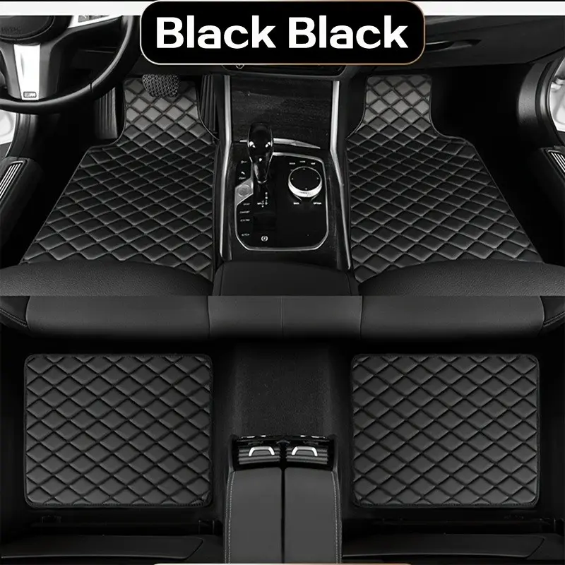 4pcs PU Leather Automotive Floor Mats, Universal Fit for All Cars, Durable & Easy to Clean, Perfect for Daily Use