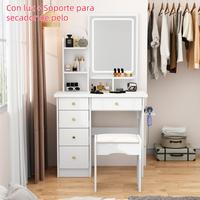 White Vanity with Light+Hair Dryer Holder