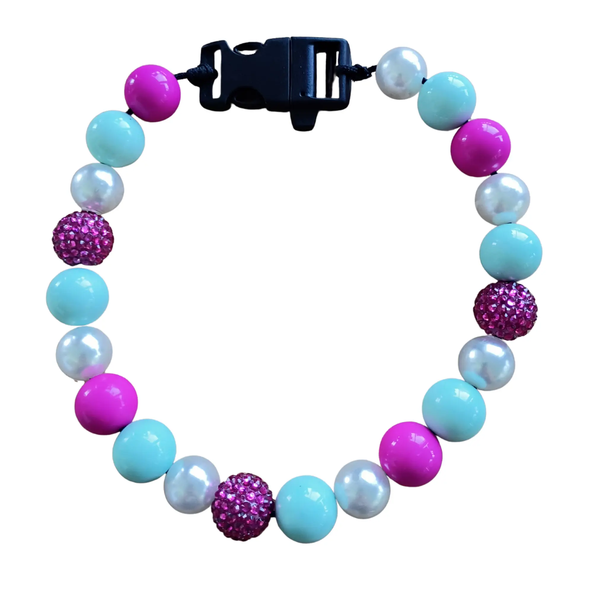 FurlaVie Lightweight Beaded Pet Necklace Customizable with Pet's Name Heavy Duty Swivel Clasp or Side Release Buckle for Everyday Wear