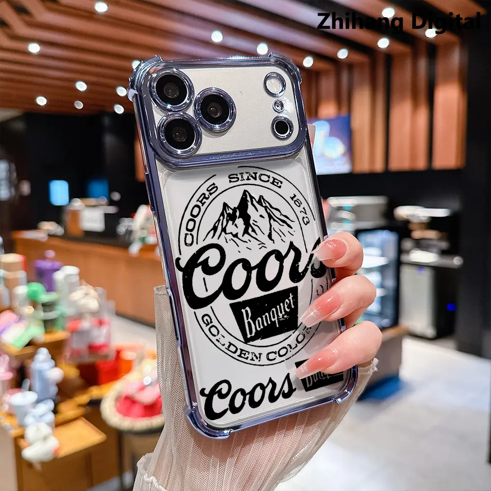 Coors Banquet pattern Premium Electroplated Four-corner Anti-fall Mobile Phone Case for iPhone 17 Pro Max Air 16Plus 15 14 13 12 11 cases Cover Anti-drop Silicone Shockproof Cellphone Cover