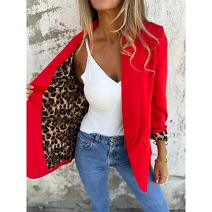 Fashionable women’s lapel sports jacket with a simple style and leopard-print lining; comfortable, warm, and elegant—suitable for daily commuting and an office essential. GARMENTARY
