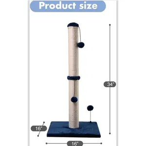 34 INCH CAT Scratching Post with SISAL Rope with A Covered Plush Base 16 INCH Solid (Beige)