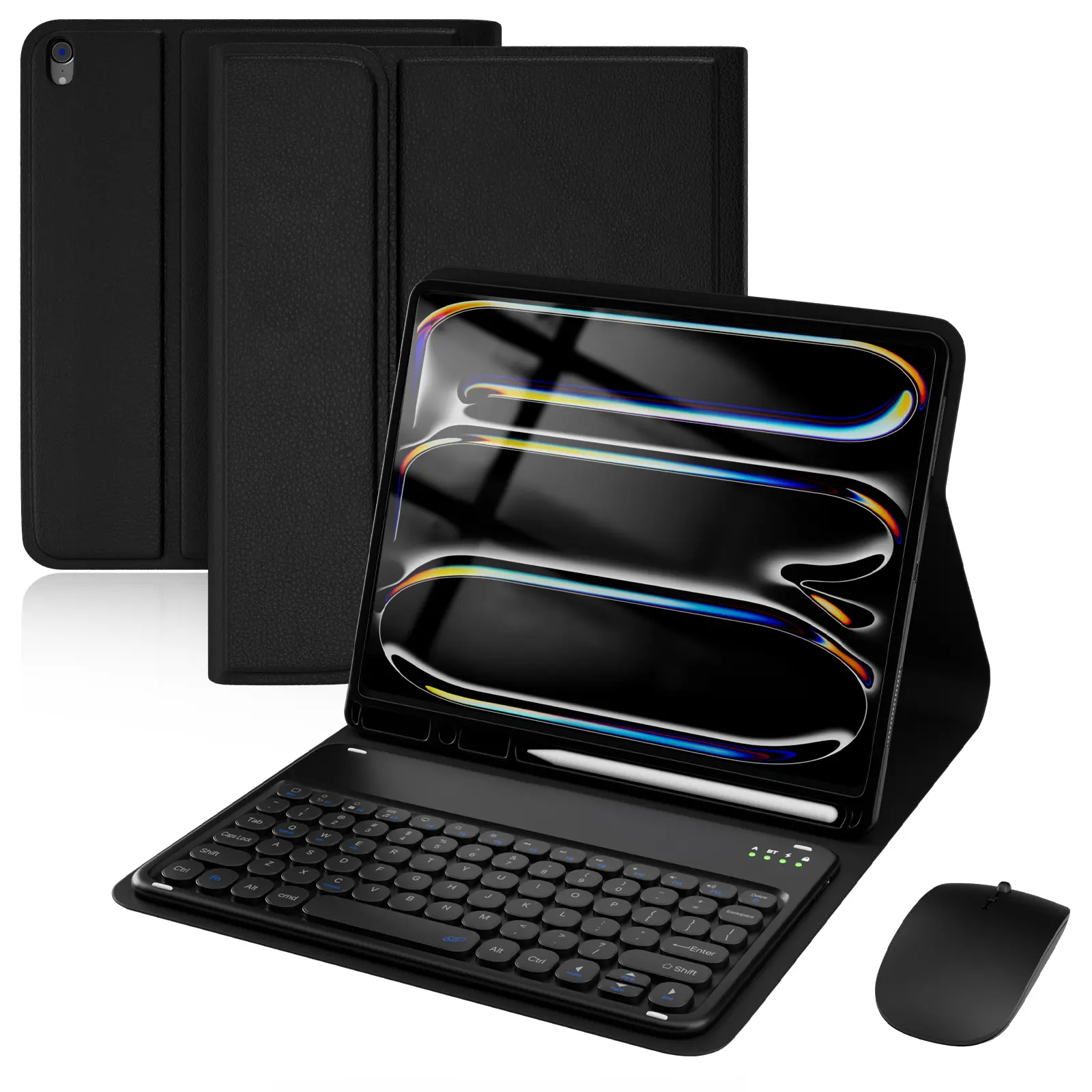 Keyboard Case With Mouse For iPad A16 11th 10th Generation, Detachable Folio Keyboard Cover, Pencil Holder, Wireless Keyboard and Mouse,