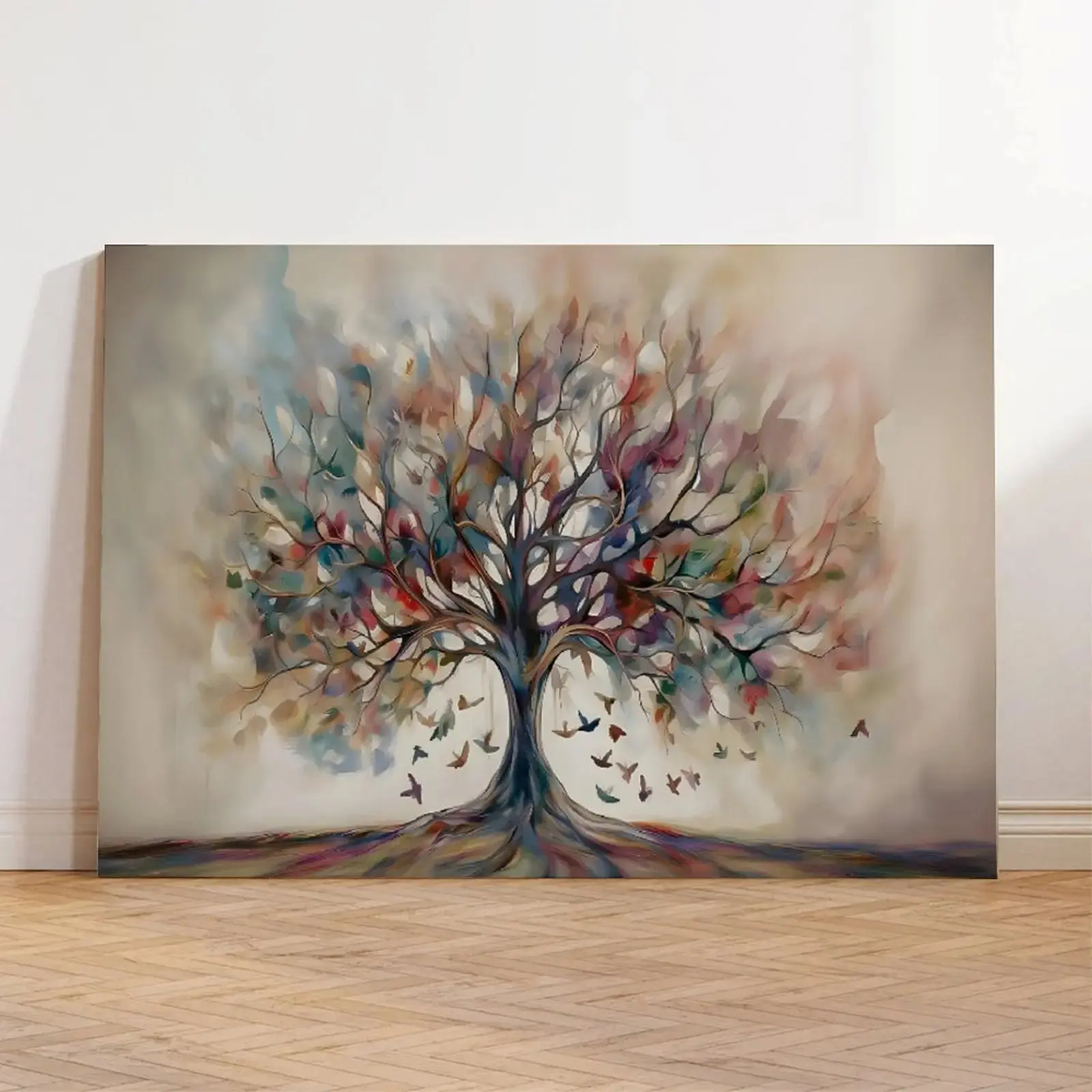 Abstract Tree Canvas Wall Art, Colorful Nature Print for Bedroom Living Room Dorm Office and Home Decor
