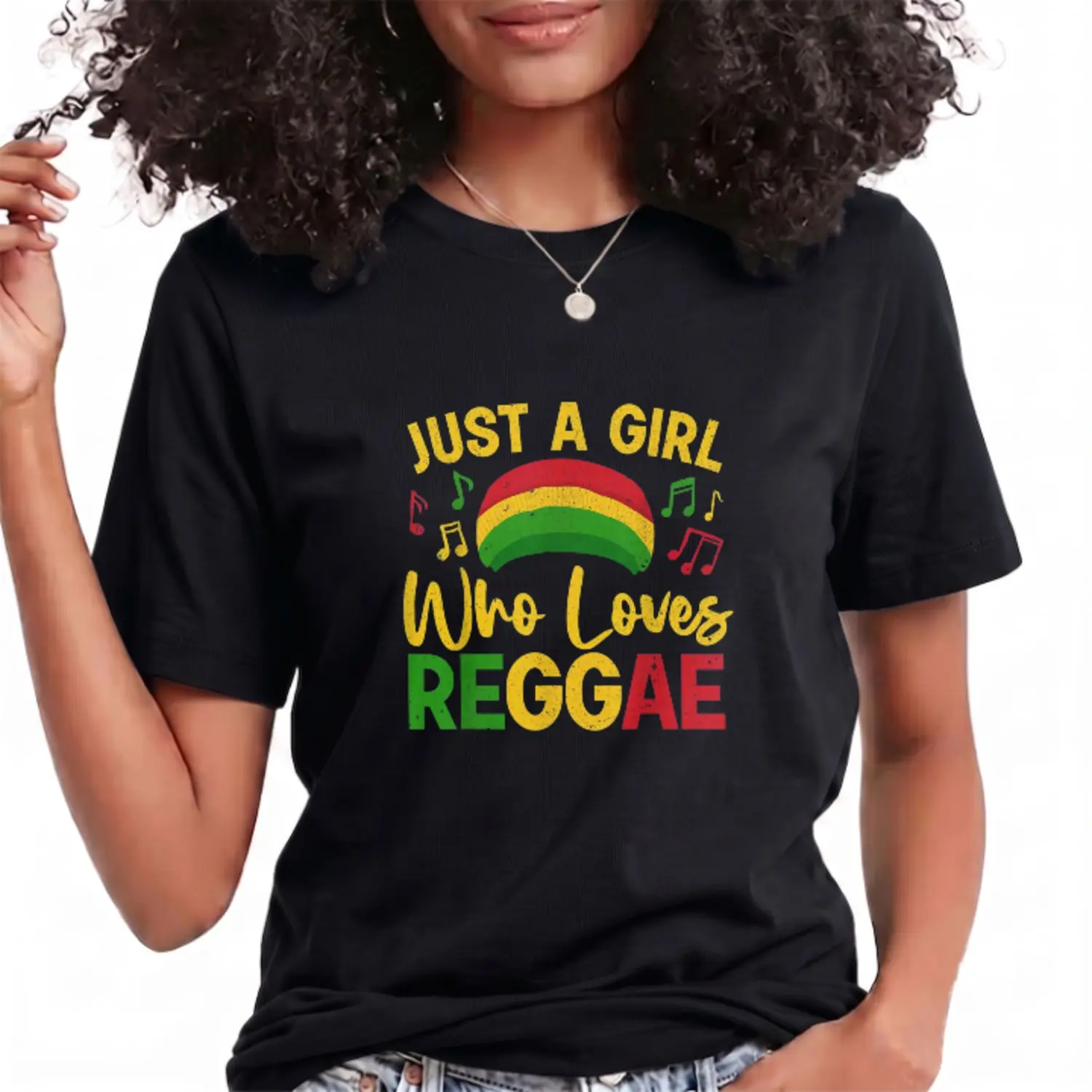 Cool Reggae For Girls Women Rasta Jamaican Music Shortsleeve Cotton T-Shirt