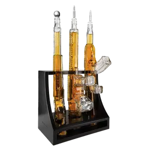 3 Gun Whiskey Decanters Set AR15, AK47, & Rifle Gun Decanter Set 1000ml by The Wine Savant - Veteran Gifts, Home Bar, Gun Lover Gifts, Tik Tok Gun Decanter, Military Gifts