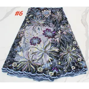 High-Quality African Lace Fabric, French Eyelet Lace with Sequins, Elegant Floral Lace, Nigerian Wedding Dress Material, Perfect for Special Occasions, Sheer Floral Lace