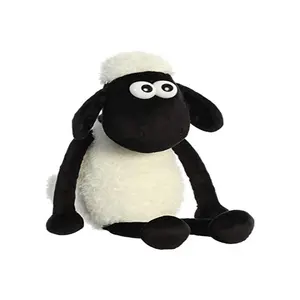Aurora World Shaun the Sheep Officially Licensed Polyester Stuffed Animal Plush Toy, White, Black and Cream, 17 Inches