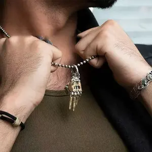 The Fusion of Machinery and Art "Cyber Style Mechanical Hand Pendant Necklace Utopian Fashion Jewelry