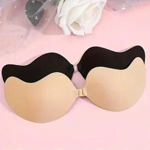 Reusable Self-Adhesive Bra Cups, Classic Shape, Skin Color &, Perfect for Parties, Weddings, Events, Includes 10pcs 6.5cm Patches