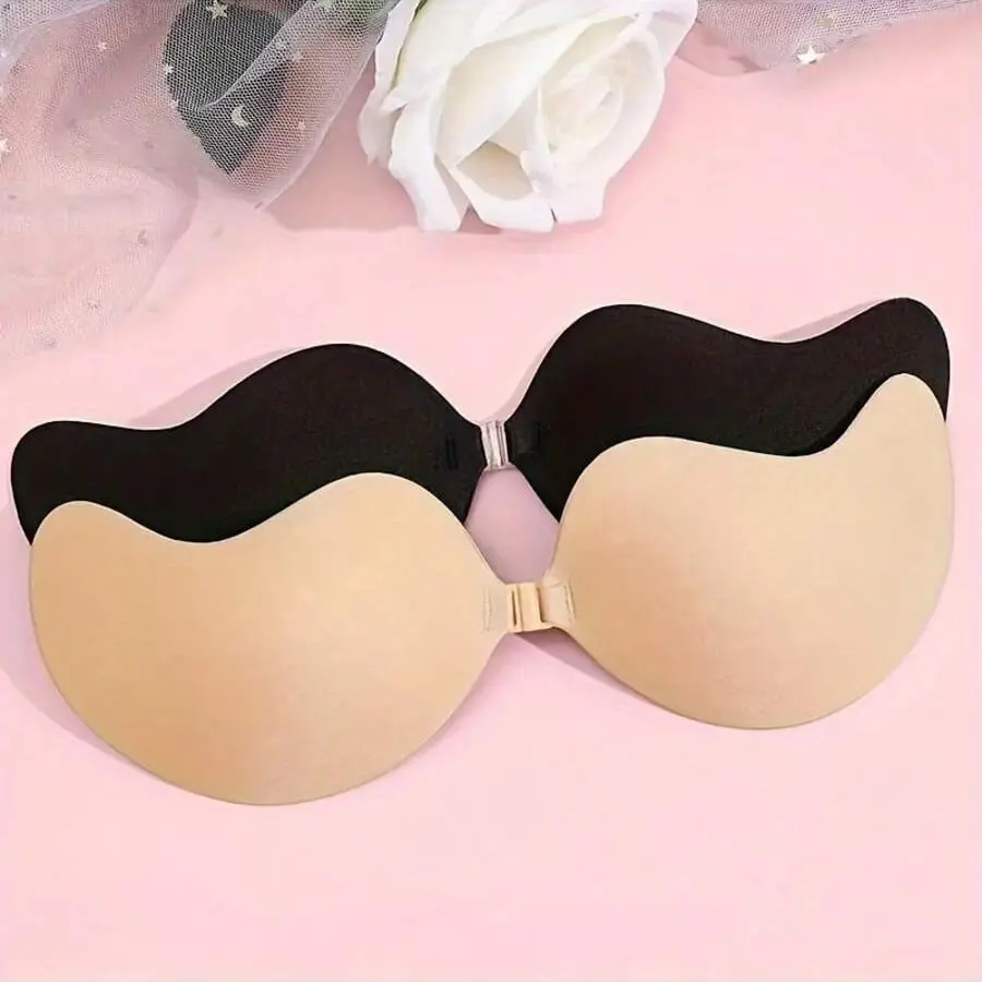 Reusable Self-Adhesive Bra Cups, Basic Classic Shape, Skin Color &, Perfect for Parties, Weddings, Events, Includes 10pcs 6.5cm Patches
