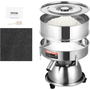 VEVOR Automatic Electric Vibrating Sieve, Stainless Steel Sifter Shaker Machine with 10+60 Mesh, 45W Automatic Powder Sifter Machine Countertop, Electric Sieve Shaker for Flour Powers, Mungbean, Rice