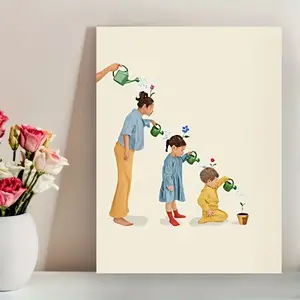 “Us Blooming Together” Wall Art Poster, Cute Cartoon Aesthetic Canvas, Romantic Dopamine Decor for Bedroom, Apartment & Living Room