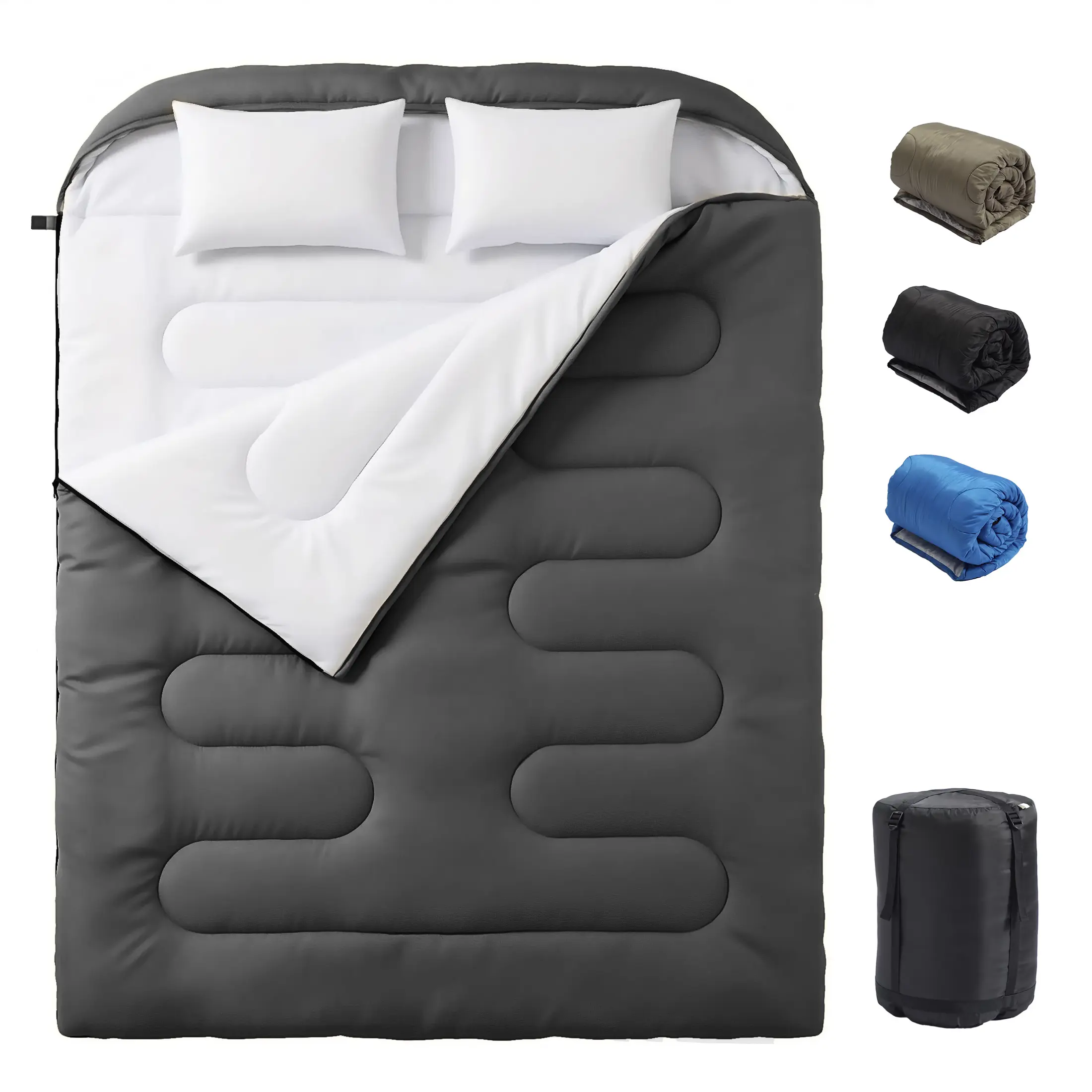 DUMOS Lightweight Double Sleeping Bag for Adults in Cold & Warm Weather – Waterproof & Machine Washable – for Camping, Backpacking & Hiking – 2 Person Sleeping Bag