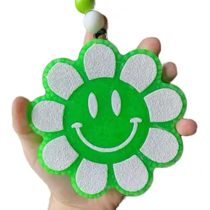 Smiley Flower Car Freshie - Choose Your Scent - Customize - Premium Aroma Beads and Fragrance Oils - Eco-Friendly and Waterproof Packaging