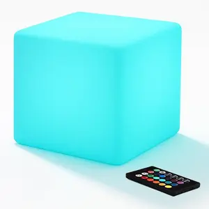 8-inch  LED Light Cube, USB Rechargeable Color Changing Mood Night Light with Remote, Multifunctional  Glow Stool for  Room, Bedroom & Outdoor Decor