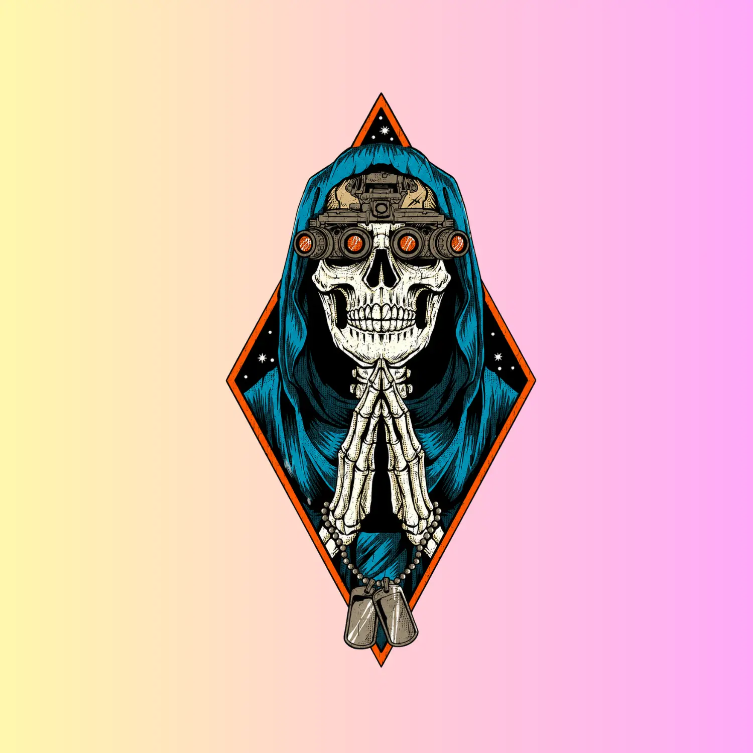 Night Vision Skeleton Sticker, Tactical Military Vinyl Decal, Waterproof Laptop Car Window Water Bottle Sticker for Gothic Fans