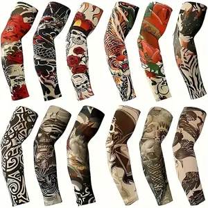 10 Pcs Breathable Knit Sleeves, Unisex Floral & Geometric Patterns, Outdoor Cycling & Casual Wear, Durable Fashion Sun Protection Sleeves, Sports Arm Sleeve
