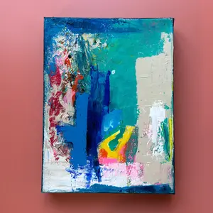 “SEARCHING DEEP” Original Art 9 x 12” Abstract Acrylic Painting by Allie O