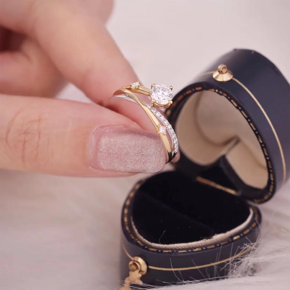 1Carat Real Moissanite Diamond Engagement rings With Certificate S925 Silver Shooting Star Wedding Ring for Women Fine Jewelry