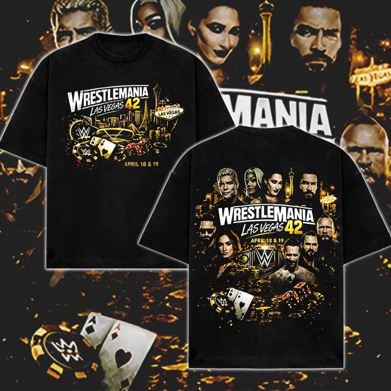 [Collection] WrestleMania Las Vegas 42 WWE Graphic T-Shirt, WrestleMania 42 Vegas Event Shirt, Roman Reigns Cody Rhodes Rhea Ripley Seth Rollins Wrestling Fan Tee, WWE Casino Vegas Style Vintage Streetwear Shirt, Pro Wrestling WrestleMania Fan Gift Tee