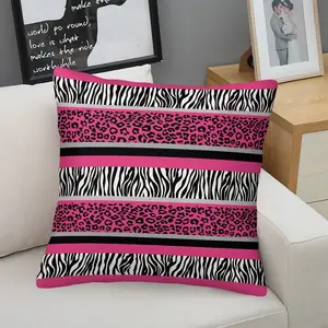 Pink Leopard & Zebra Print Throw Pillow, Bold Animal Stripe Accent Cushion with Pillow Core, Soft Square Decorative Pillow for Couch, Sofa, Bedroom, Living Room, Aesthetic Home Decor, Gift for Her