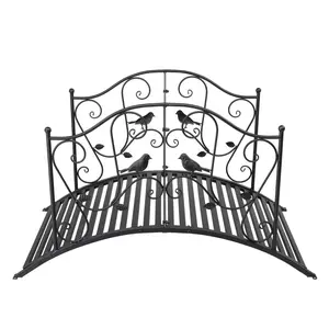 【Father's Day Gift】Ubesgoo Courtyard With Bird Pattern Arched Handrail Courtyard Iron Bridge Black