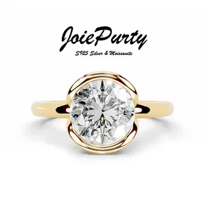 2CT Round Cut D Color Moissanite Women's Fashion Wedding Ring, S925 Silver, Hypoallergenic & Tarnish-Free Luxury Jewelry with Premium Gift Box, Perfect Gift for Her