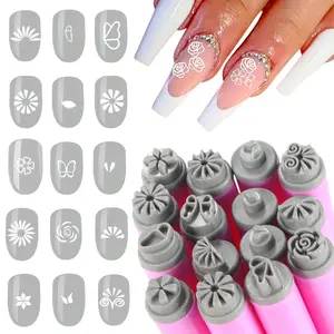 15pcs Nail Stamp Art Pen Set, Practical Nail Stamper Tools for Women Various Pattern Butterfly Snowflake Flower Nail Stamping Pen Nail Dotting Tool Ideal Nail Accessories for Home DIY
