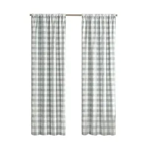 Your Zone Gingham Plaid Blackout Curtain Panel Pair, Set of 2, Navy, 37" W x 84" L