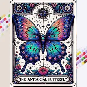 1 set of DIY diamond painting kit, 5D diamond art kit, DIY decoration colorful butterflies, flowers, geometric patterns. Mosaic, diamond art, DIY art home decor. Crafts