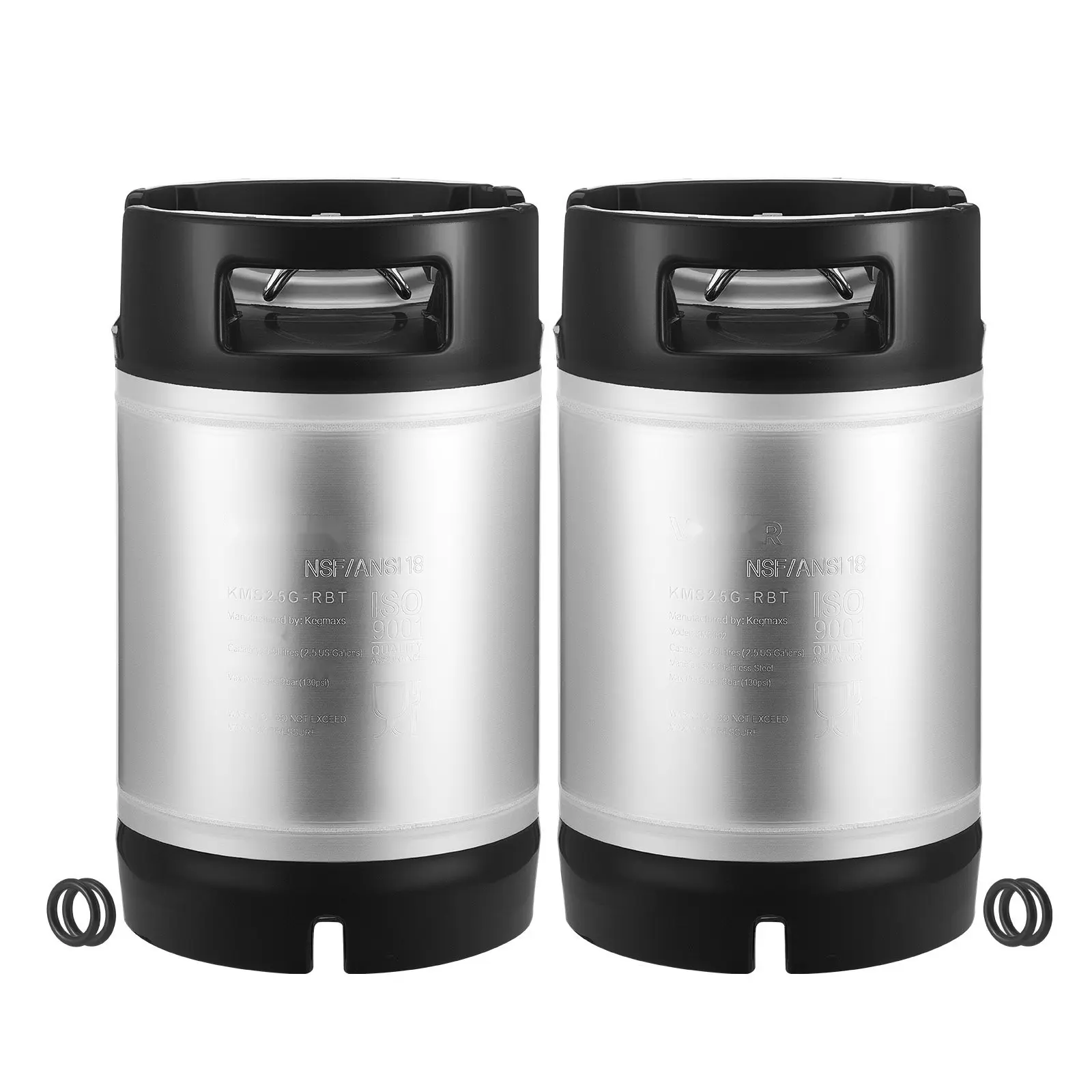 Corny Ball Lock Keg, 2.5 Gallon Ball-Lock Corny Keg Set, Home Brewing Equipment, 2 Pack Kegs for Beer Making, Stainless Steel Craft Keg System with Quick Disconnect Fittings Includes O-Rings and Instructions