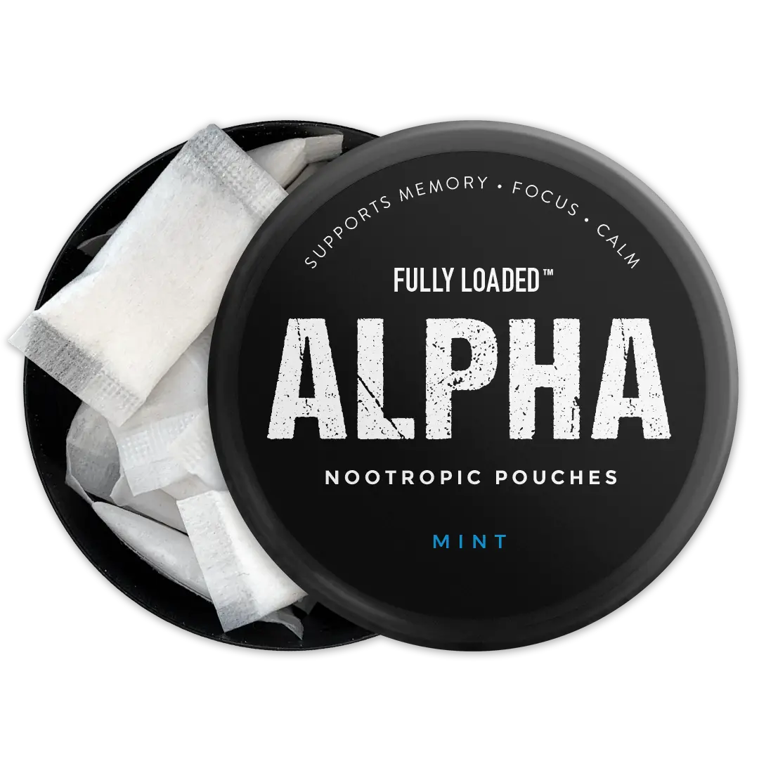 ALPHA Mint Nootropic Pouches by Fully Loaded - Calm, Focus, Memory - Sugar Free health fitness