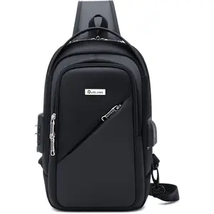 DUSLANG Hiking Daypack Shoulder Backpack Crossbody Sling bag for Men, Chest Bags with USB Charger Port For Casual Camping Biking Travel Cycling